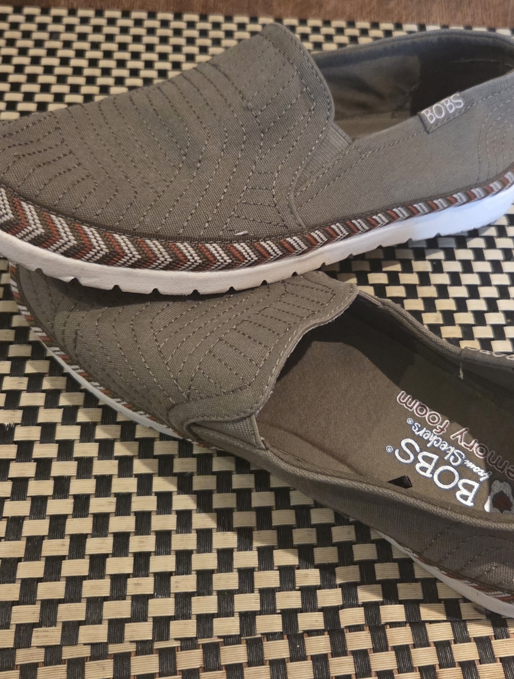 BOBS from Skechers Olive Slip-On Loafers with Braided Accent
